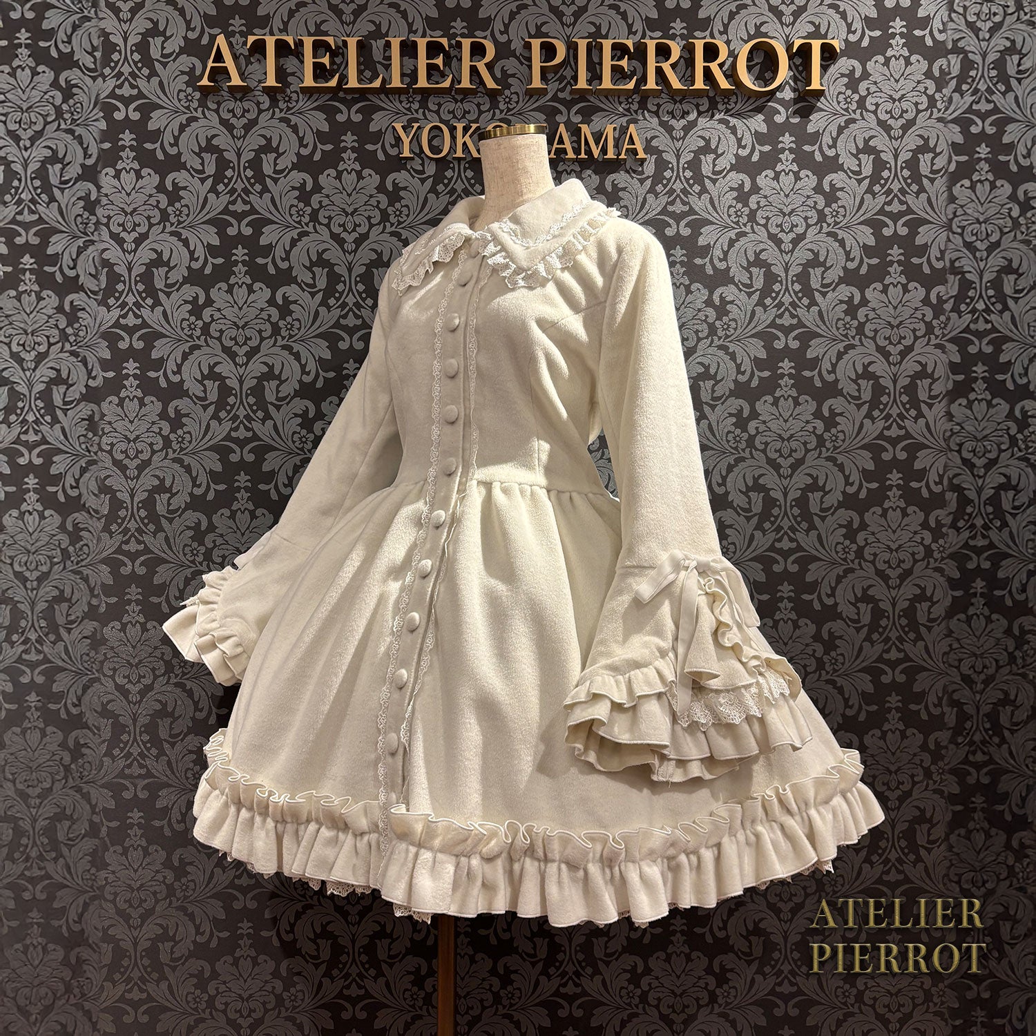 【ATELIER PIERROT】 Fleur d'Hiver Mantel weiß/Bordeaux/Marine/Schwarz★Entlassen von Ende Oktober bis Anfang November★
