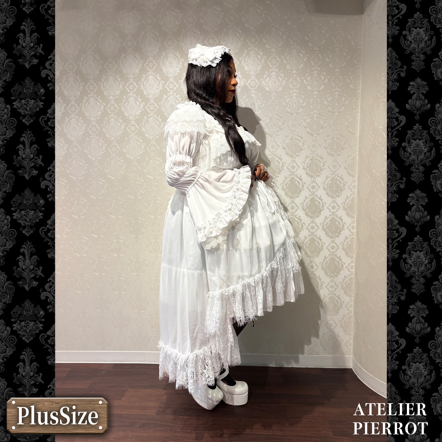 【ATELIER PIERROT】 ★ご予約受付中★ Cathedral Veil Jumper Skirt ホワイト/ボルドー/パープル/ネイビー/ブラック プラスサイズ