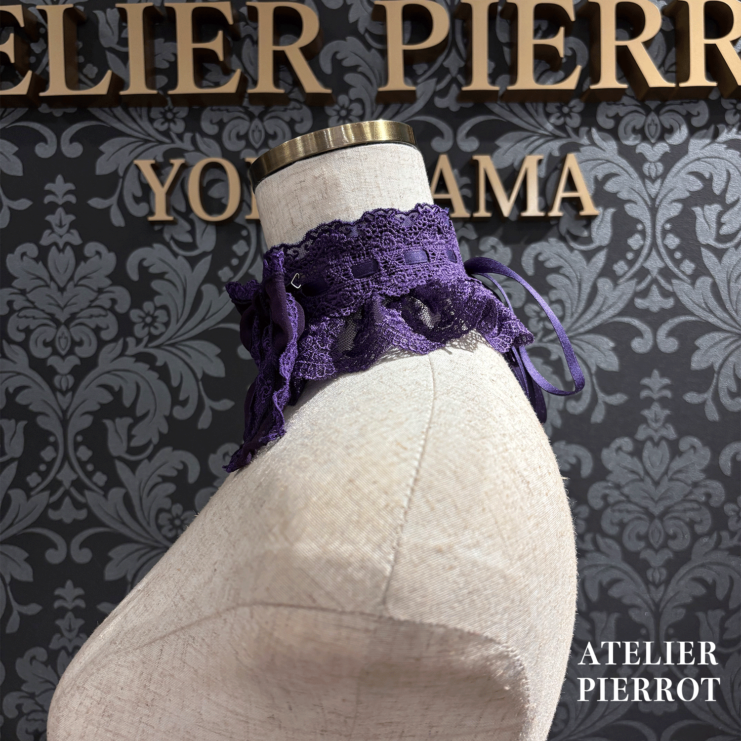 【ATELIER PIERROTLACE GRACE Choker White/Bordeaux/Purple/Green/Navy/Black★5 월 말에 출시되었습니다★