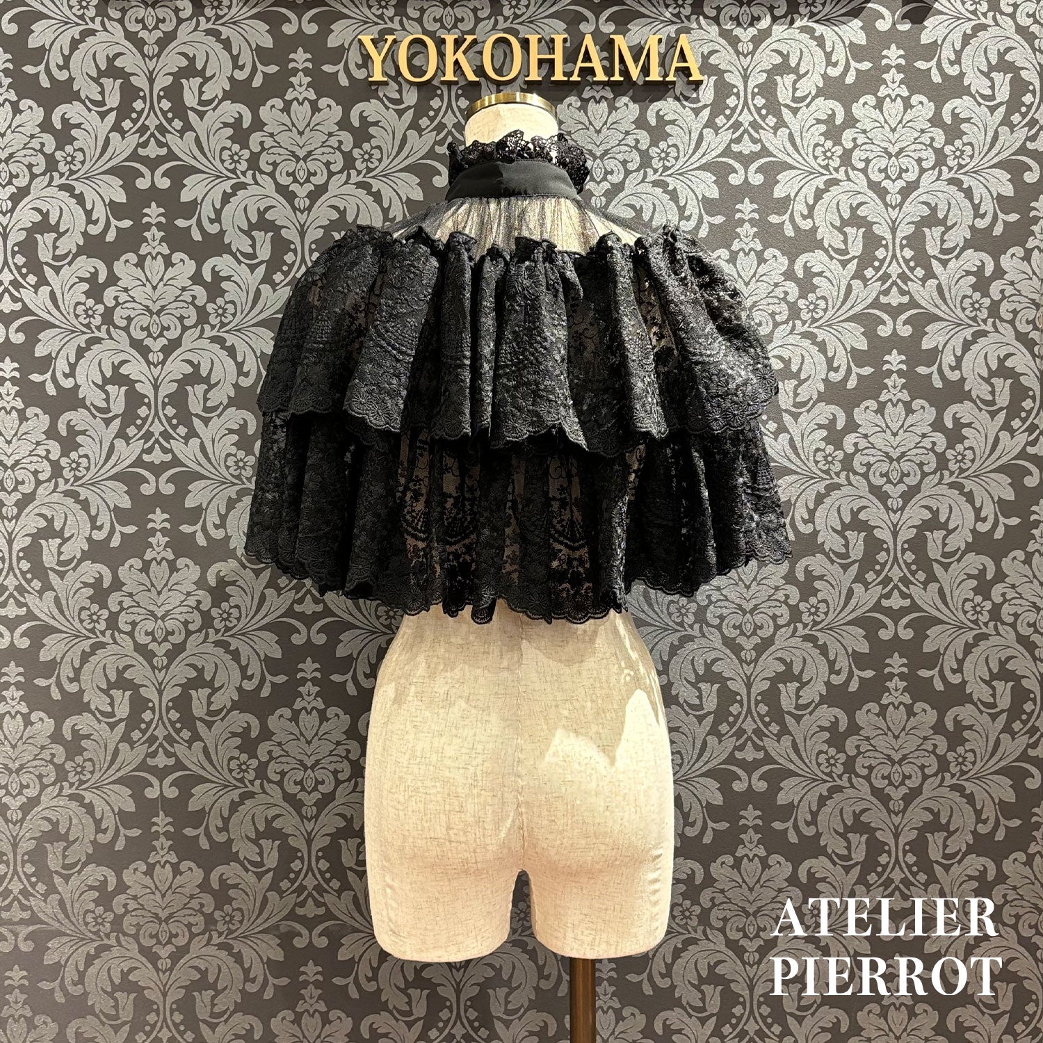 【ATELIER PIERROT】 ★Jetzt Reservierungen entgegennehmen★Chantilly-Spitzen-CapeletWhite/Black