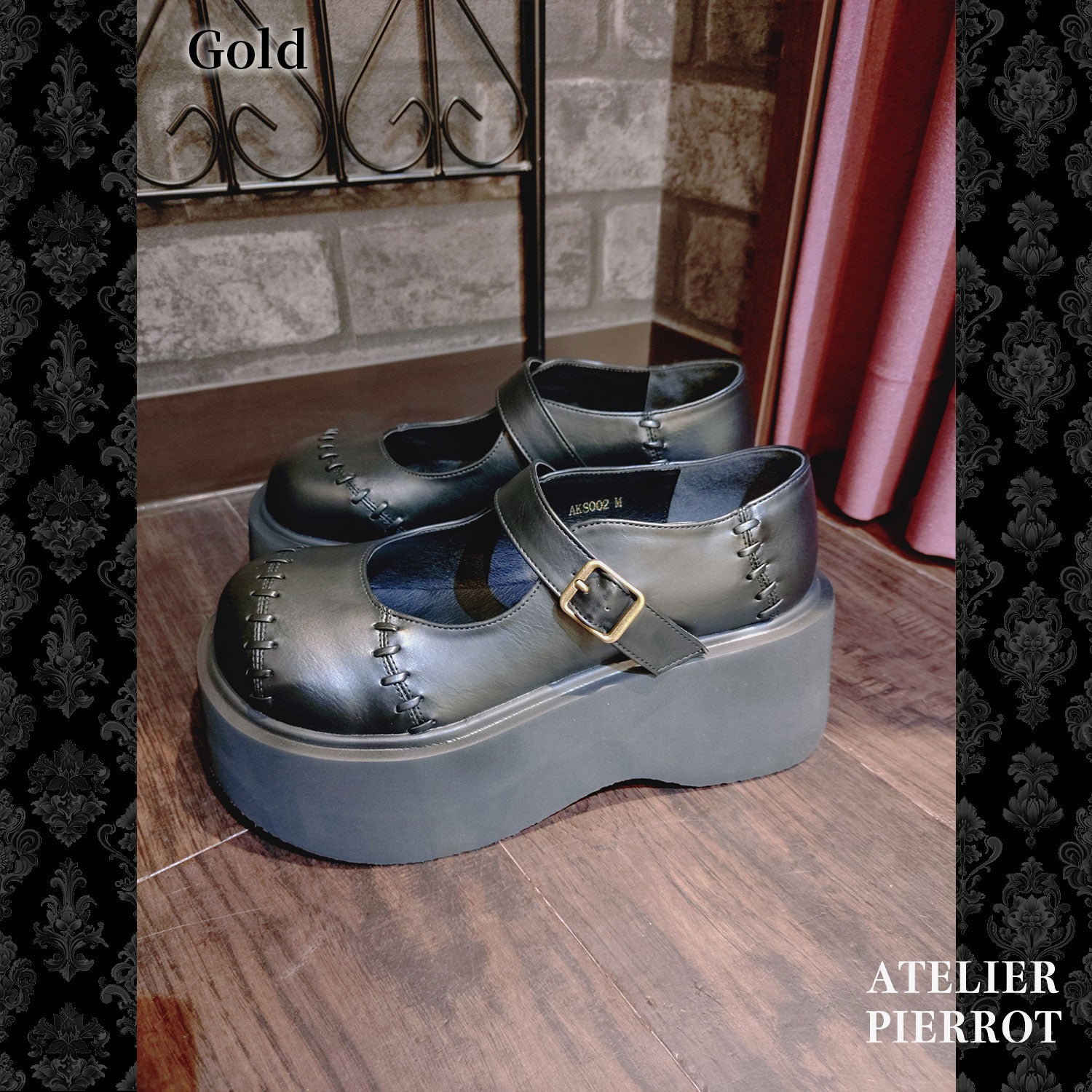 【ATELIER PIERROT】“夜間墳墓”蝙蝠翼梅德鞋金/黑色S/M/L/XL