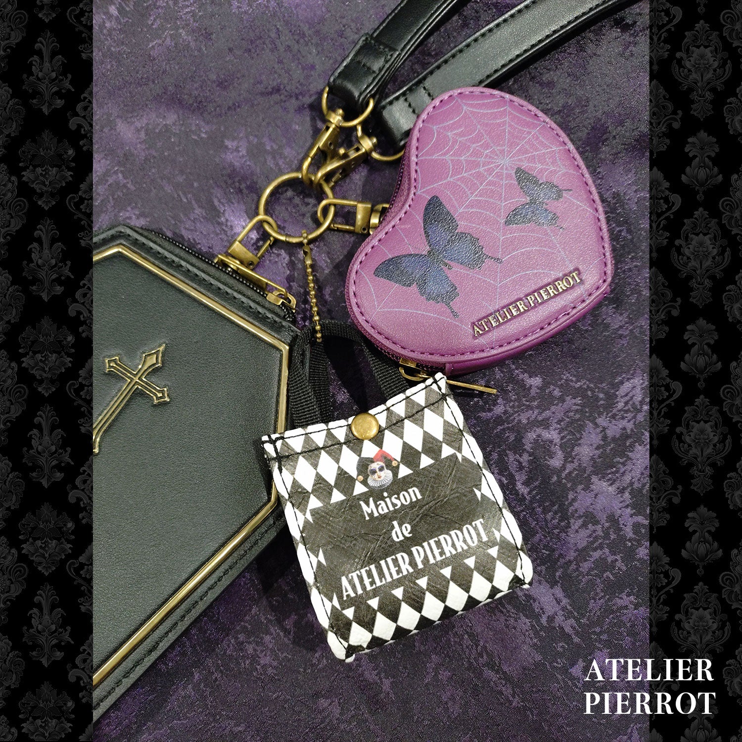 ATELIER-PIERROT】 ★ご予約受付中★ Mini Shopping Bag Charm ダイヤ柄/ブラック