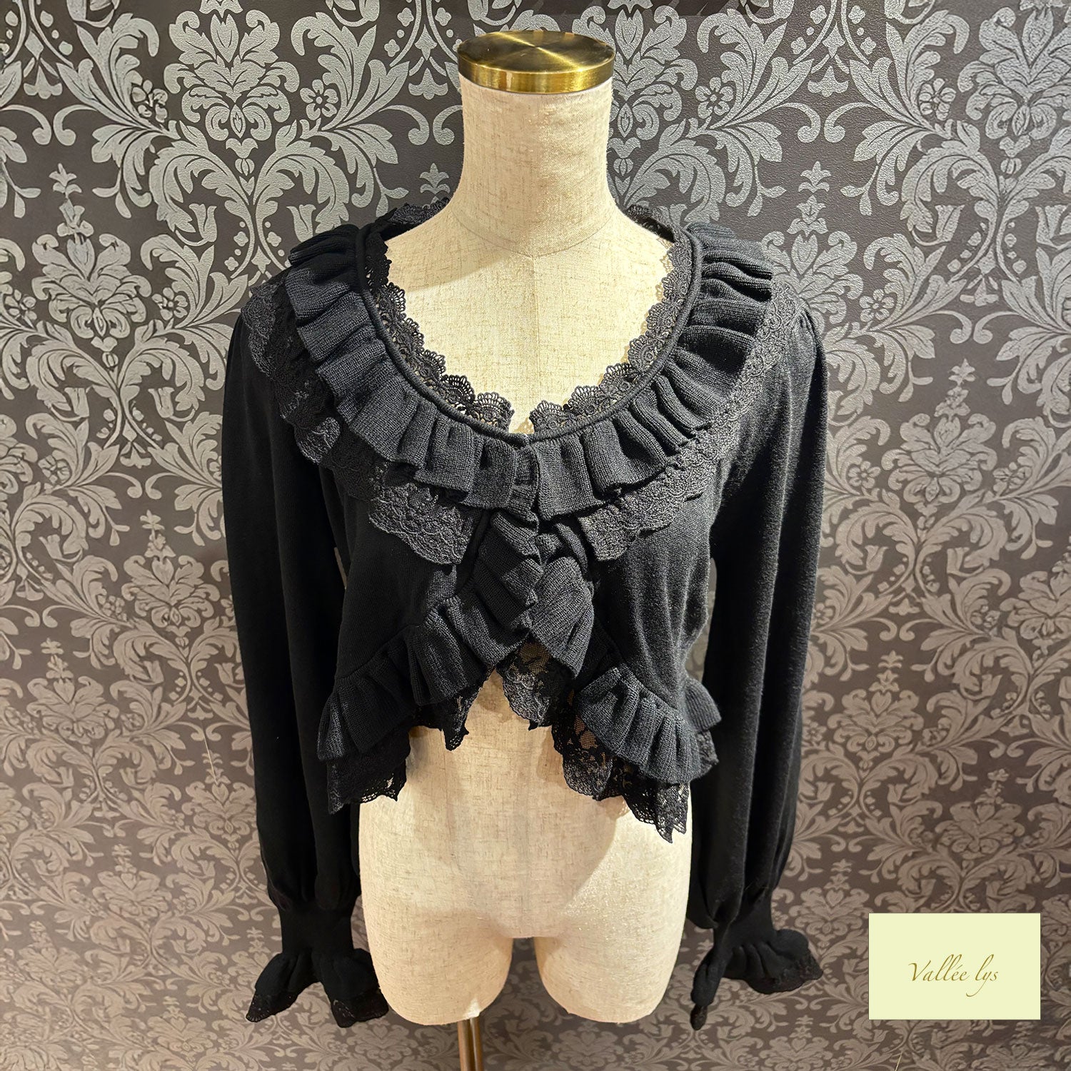 【Vallée lys】ヴァレリス Pale Sonata Cardigan アイボリー/ラベンダー/ブラック