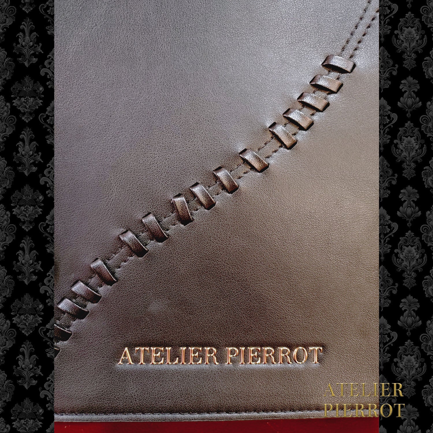 【ATELIER PIERROT】 “Nocturnal Grave”Mended Satchel ボルドー/ネイビー/ブラック