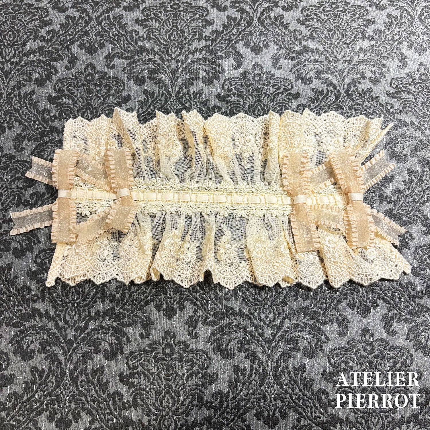 【ATELIER PIERROT】 Mystic Ribbon Lattice HeadDress アイボリー/ ボルドー/ネイビー/ブラック