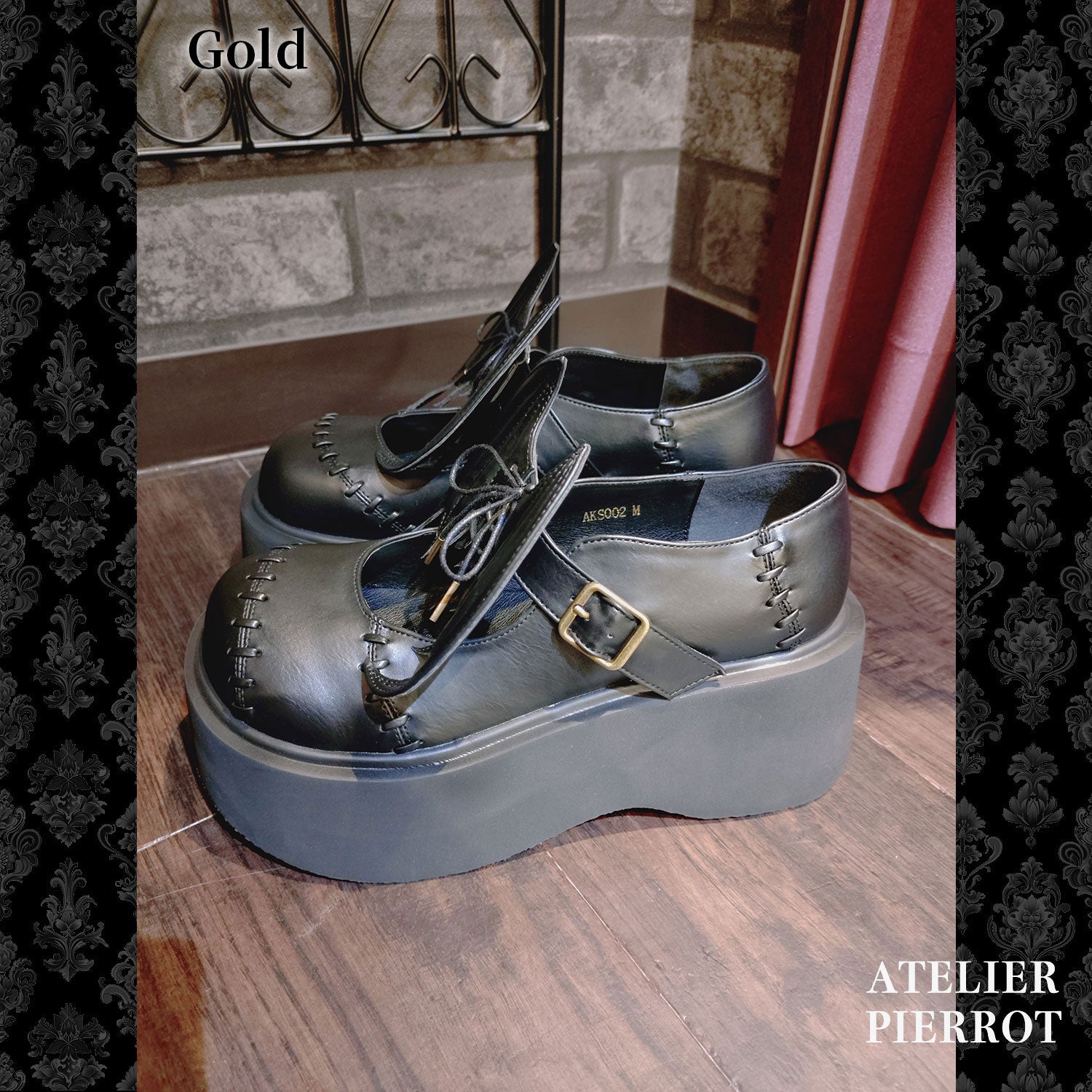 【ATELIER PIERROT】“夜間墳墓”蝙蝠翼梅德鞋金/黑色S/M/L/XL