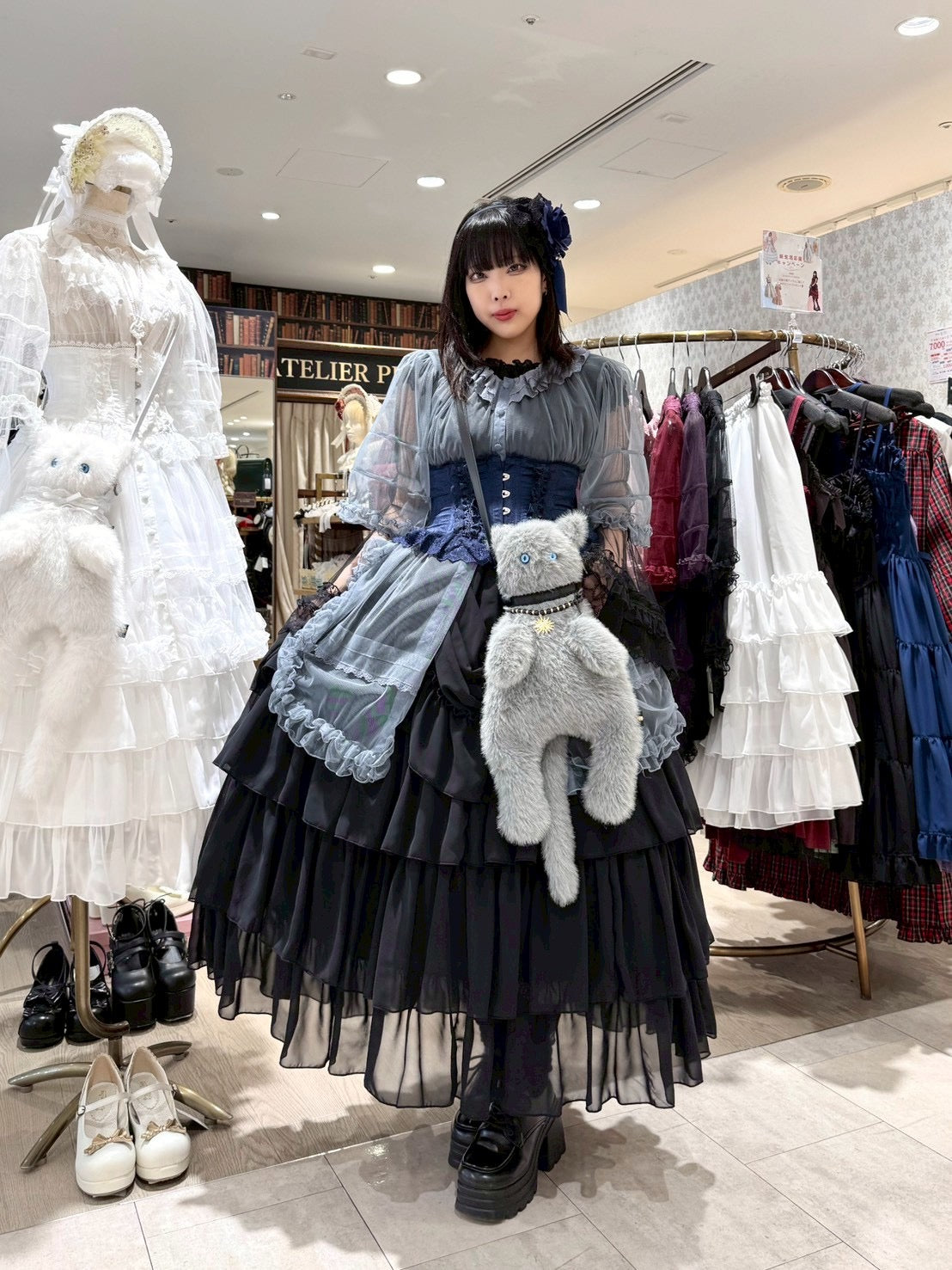 【Vallée lys】ヴァレリス Nocturne Sheer Tulle Dress ホワイト/ピンク/グレー/ボルドー/パープル/ブラック