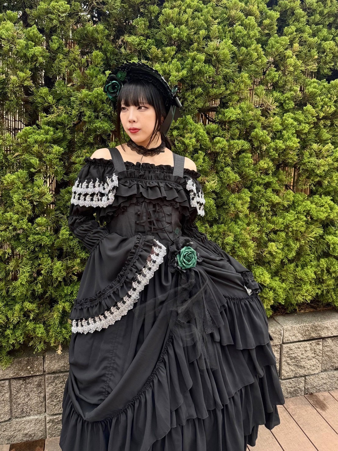 【ATELIER PIERROT】 WICKED/Elphaba’s Long Bustle JSK 黒×緑/黒×黒