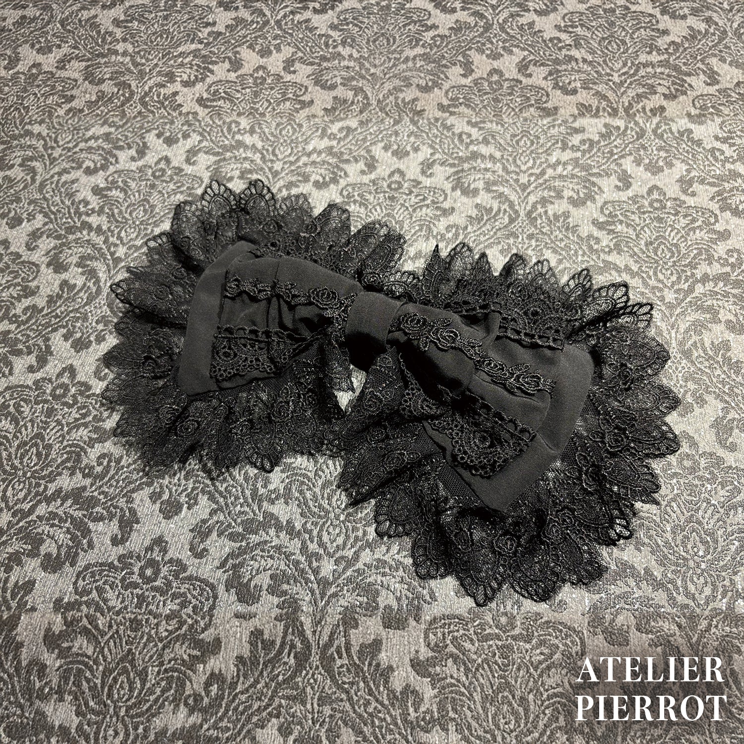 【ATELIER PIERROT】 Sweet Lace Ribbon Headband ホワイト/ボルドー/ブラック×ホワイト/ブラック