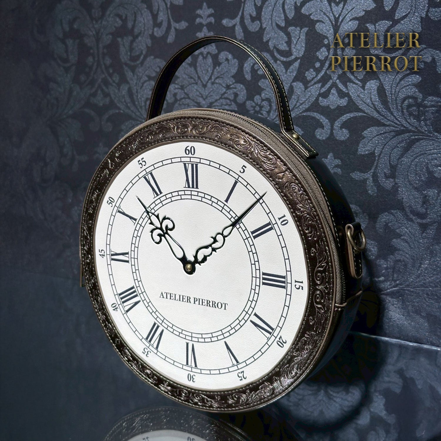 【ATELIER PIERROT】“Aeon” Clock Shoulder Bag ブロンズ/ブラック