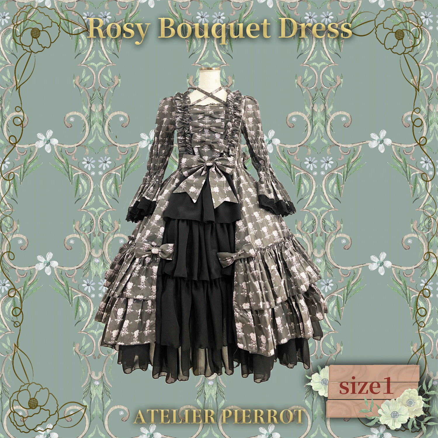 【ATELIER PIERROT】 Rosy Bouquet Dress Size 2