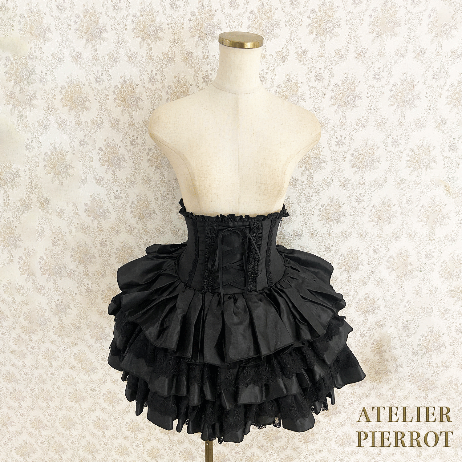 【ATELIER PIERROT】 Mini Corset Skirt ホワイト/ボルドー/パープル/ネイビー/ブラック×ホワイト/ブラック ★受注期間2月20日(金)まで★