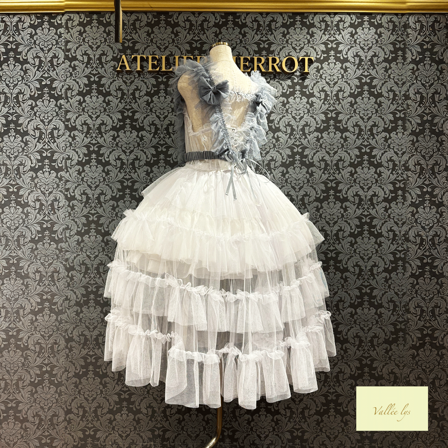 【Vallee lys】Vallee Nocturne Tulle Jumper Skirt白色/波尔多/紫色/黑色