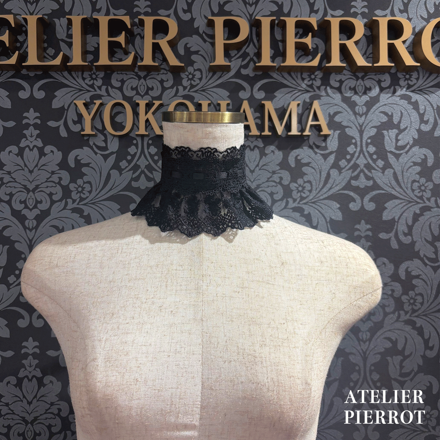 【ATELIER PIERROT】带蕾丝的宽限期螺丝白色/波尔多/紫色/绿色/海军/黑色