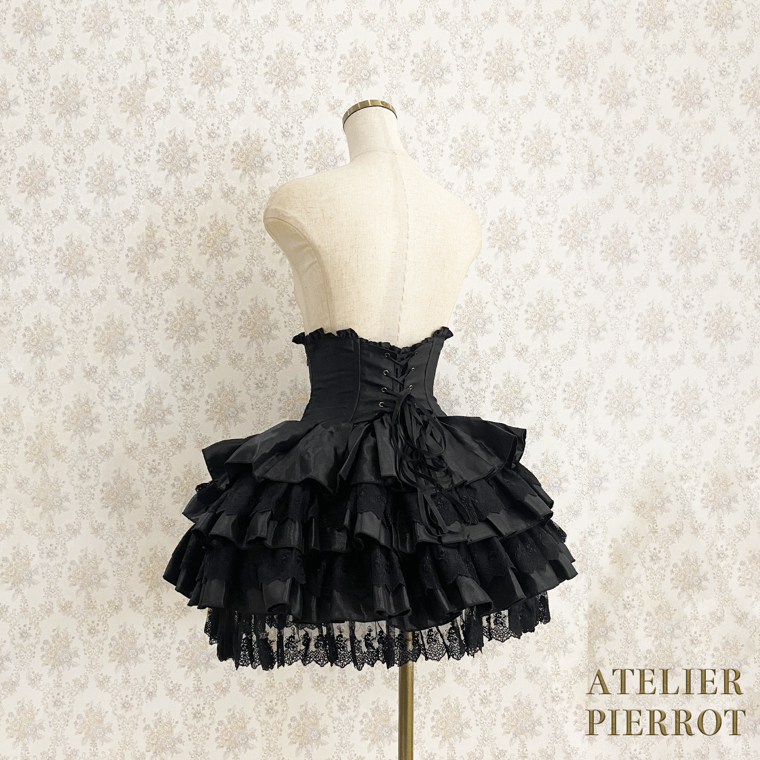 【ATELIER PIERROT】 Mini Corset Skirt ホワイト/ボルドー/パープル/ネイビー/ブラック×ホワイト/ブラック ★受注期間2月20日(金)まで★