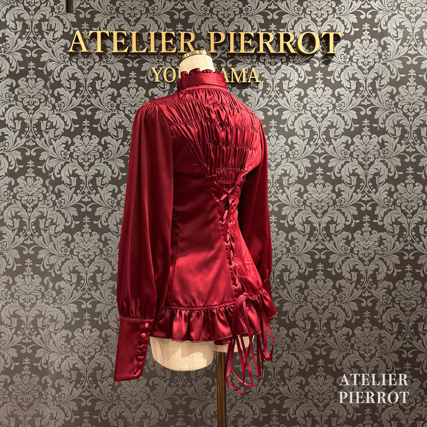 【ATELIER PIERROT】 Classical Duchess Ribbon Blouse ホワイト/ボルドー/ネイビー/ブラック