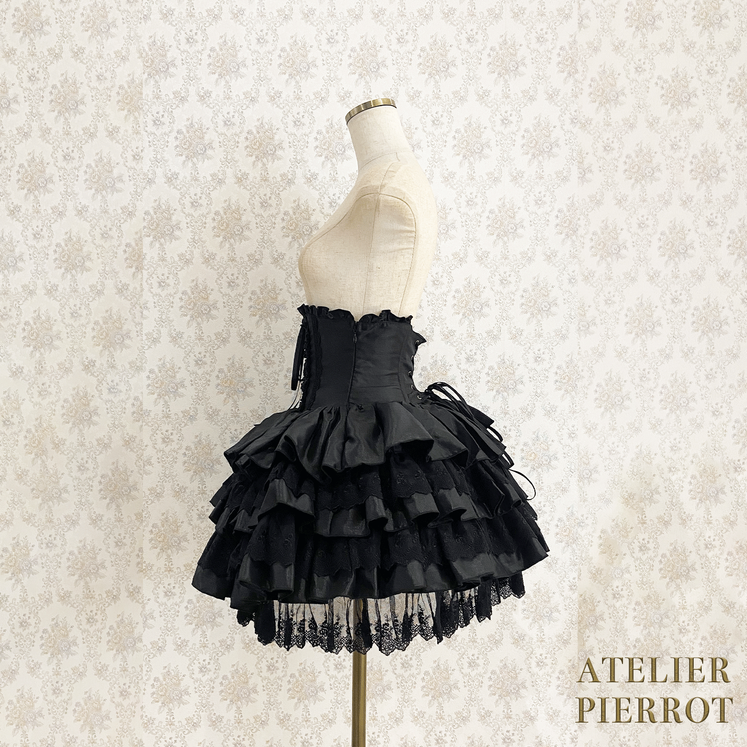 【ATELIER PIERROT】 Mini Corset Skirt ホワイト/ボルドー/パープル/ネイビー/ブラック×ホワイト/ブラック ★受注期間2月20日(金)まで★