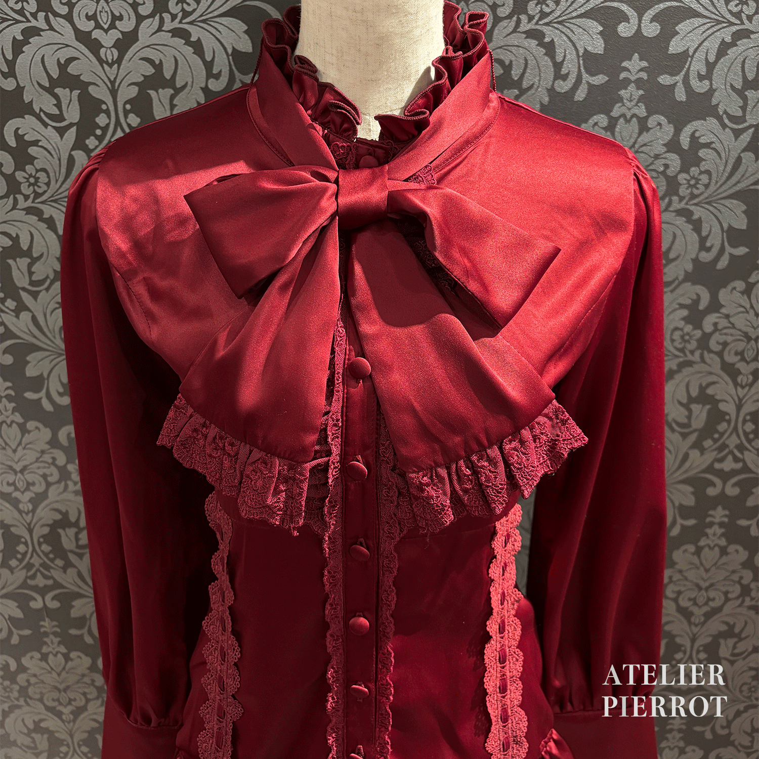 【ATELIER PIERROT】 Classical Duchess Ribbon Blouse ホワイト/ボルドー/ネイビー/ブラック