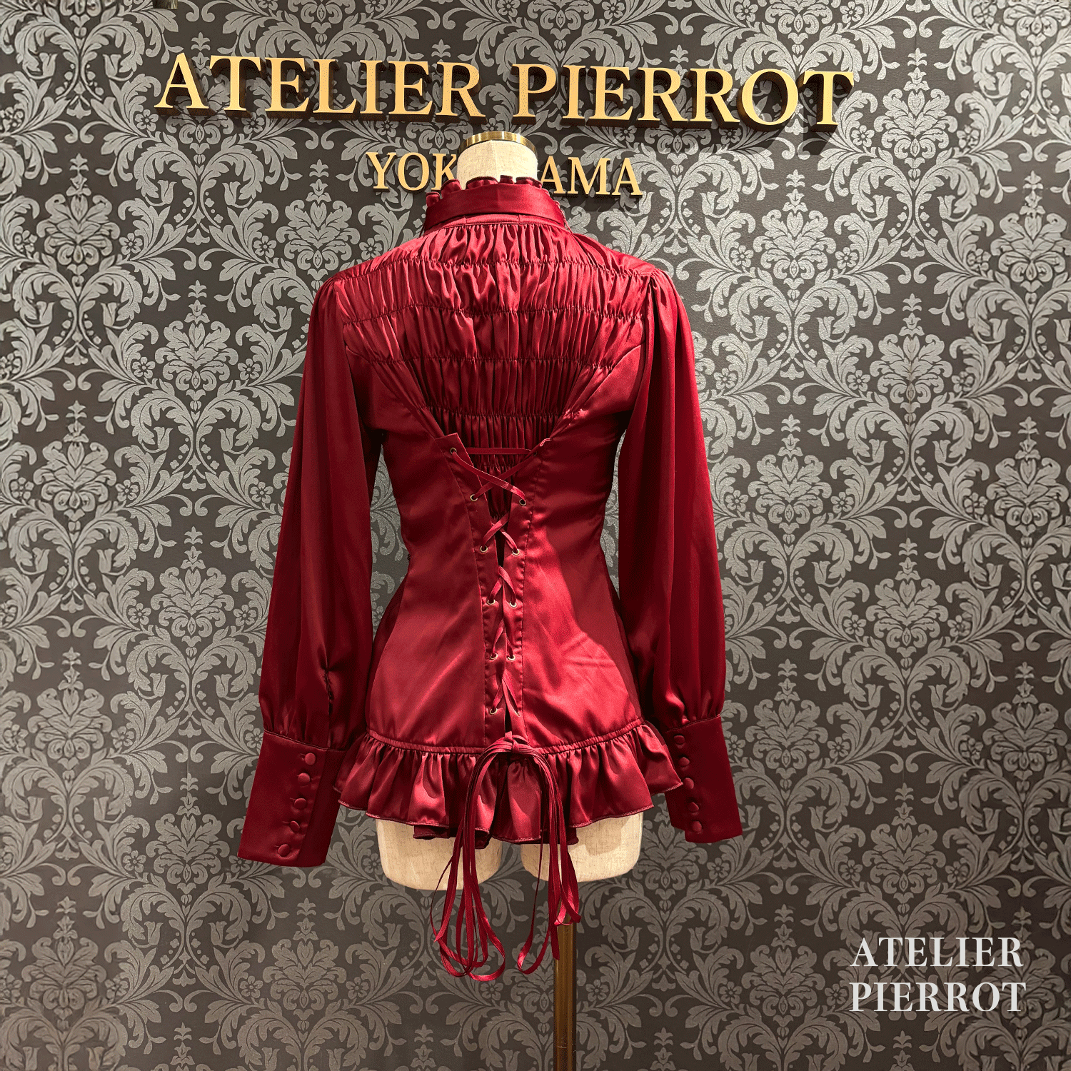 【ATELIER PIERROT】 Classical Duchess Ribbon Blouse ホワイト/ボルドー/ネイビー/ブラック