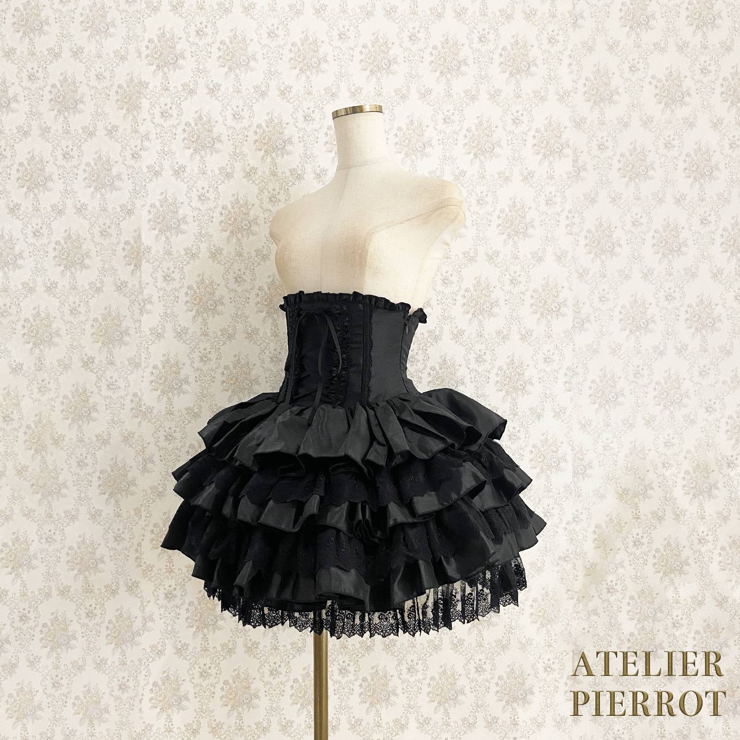 【ATELIER PIERROT】 Mini Corset Skirt ホワイト/ボルドー/パープル/ネイビー/ブラック×ホワイト/ブラック ★受注期間2月20日(金)まで★