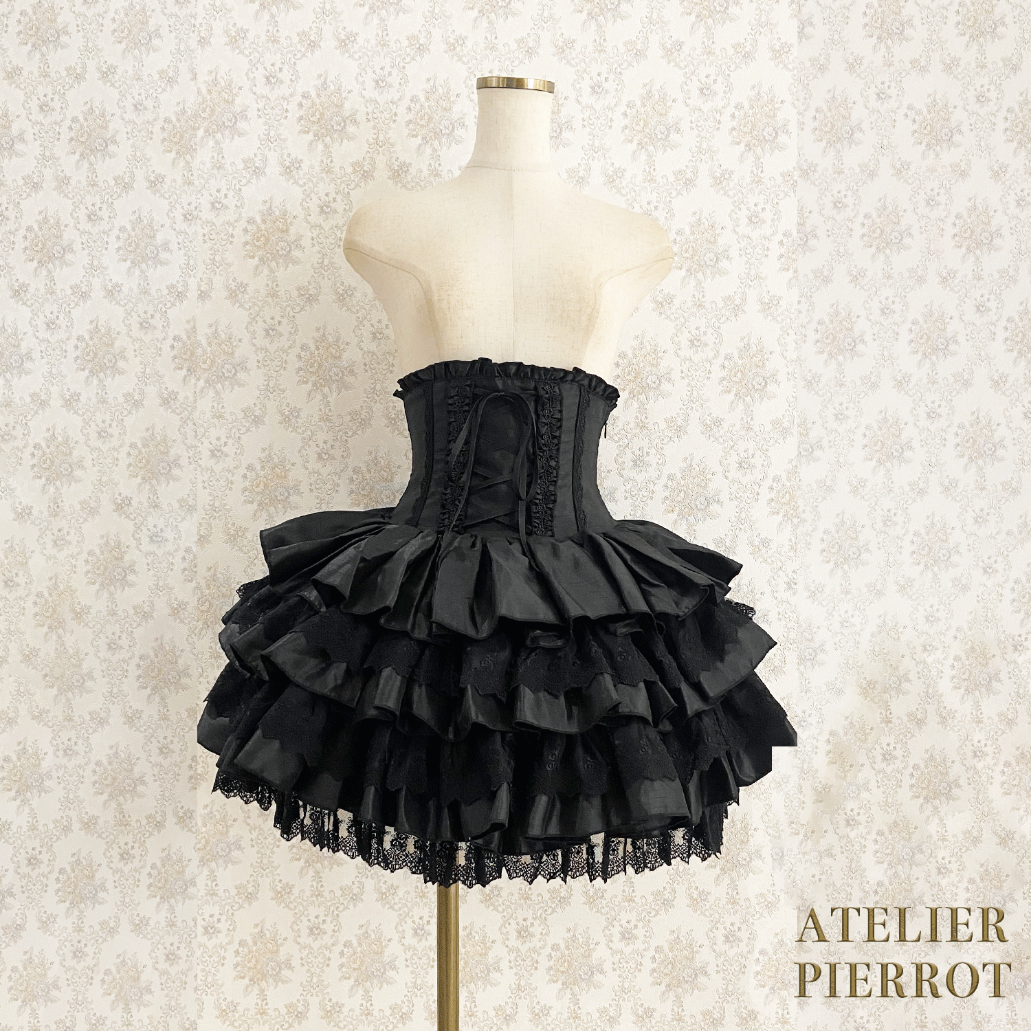 【ATELIER PIERROT】 Mini Corset Skirt ホワイト/ボルドー/パープル/ネイビー/ブラック×ホワイト/ブラック ★受注期間2月20日(金)まで★