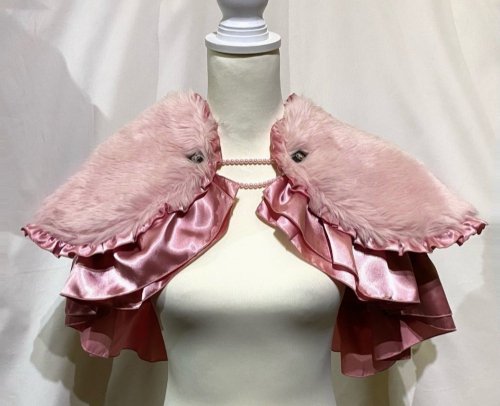 【MARBLE】マーブル パールチェーン飾り付きラグジュアリーファーケープ:ピンクファー