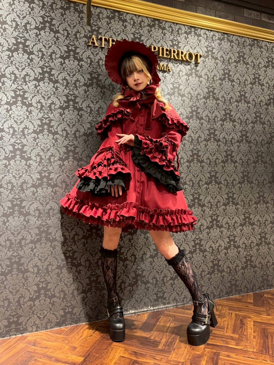 【ATELIER PIERROT】 Fleur d’Hiver Coat ホワイト/ボルドー/ネイビー/ブラック