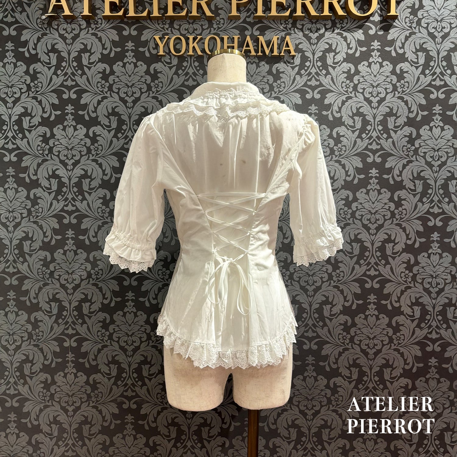 【ATELIER PIERROT】 Petite Rose BlouseWhite/Bordeaux/Black