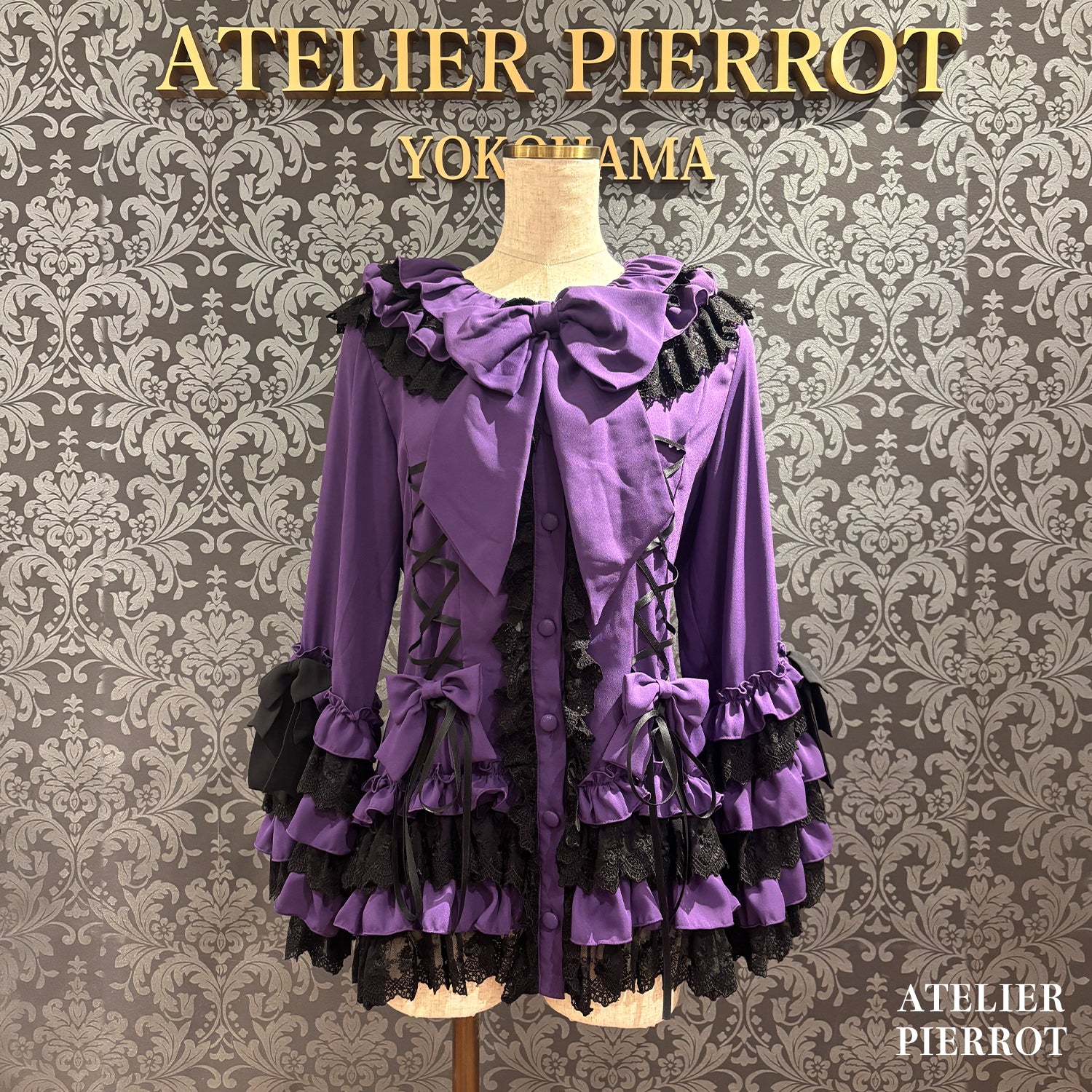 【ATELIER PIERROT】 ★예약 상품★ Black Mischief CardiganWhite/Bordeaux/Purple/Black×White/Black