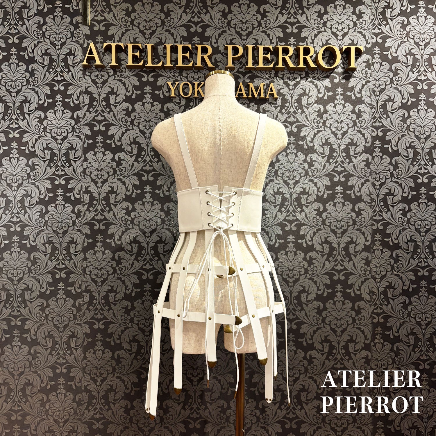 【ATELIER PIERROT】 Baroque Cage Corset Harness White/Black★Released mid-late September ★