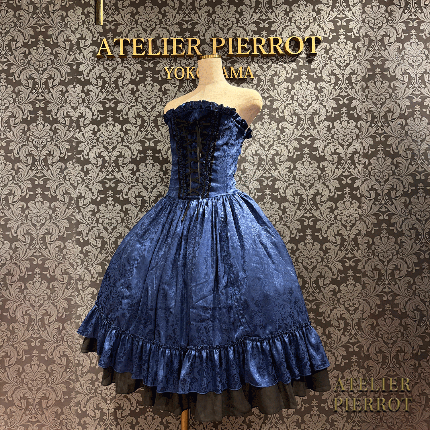 【ATELIER PIERROT】 Bustle Korsett Kleid Rose Jacquard