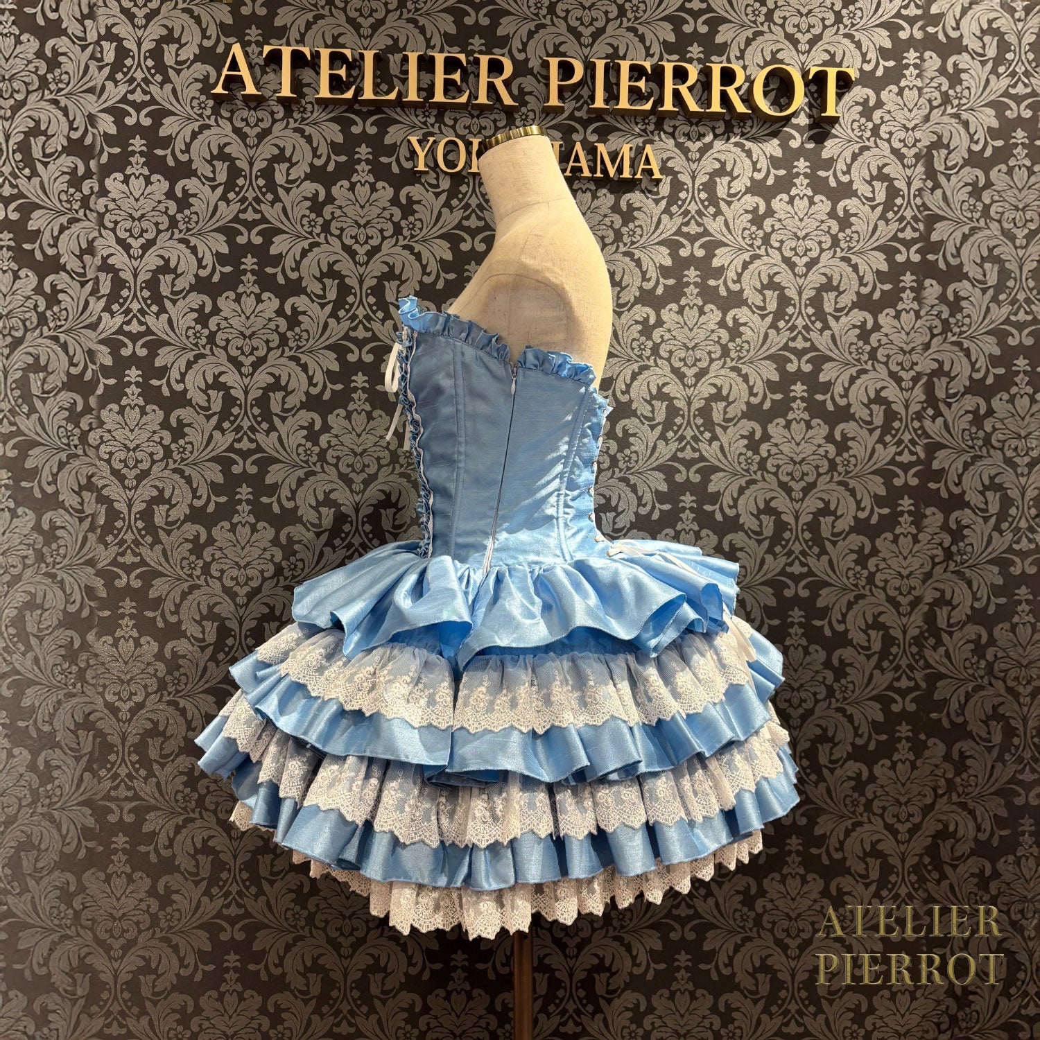 【ATELIER PIERROT】 Vestido mini corsé, blanco/rosa/saxofón/púrpura/verde/azul marino/negro x blanco/negro★Período de pedido hasta el domingo 5 de octubre★