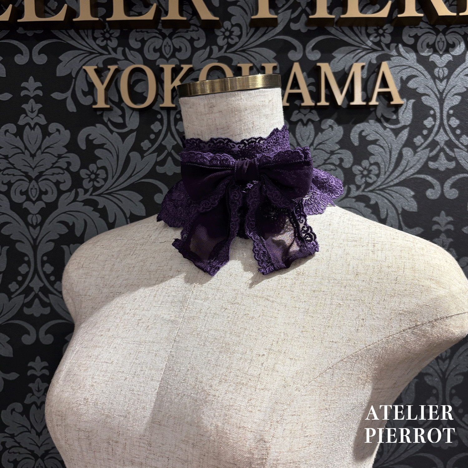 【ATELIER PIERROTLACE GRACE Choker White/Bordeaux/Purple/Green/Navy/Black★5 월 말에 출시되었습니다★