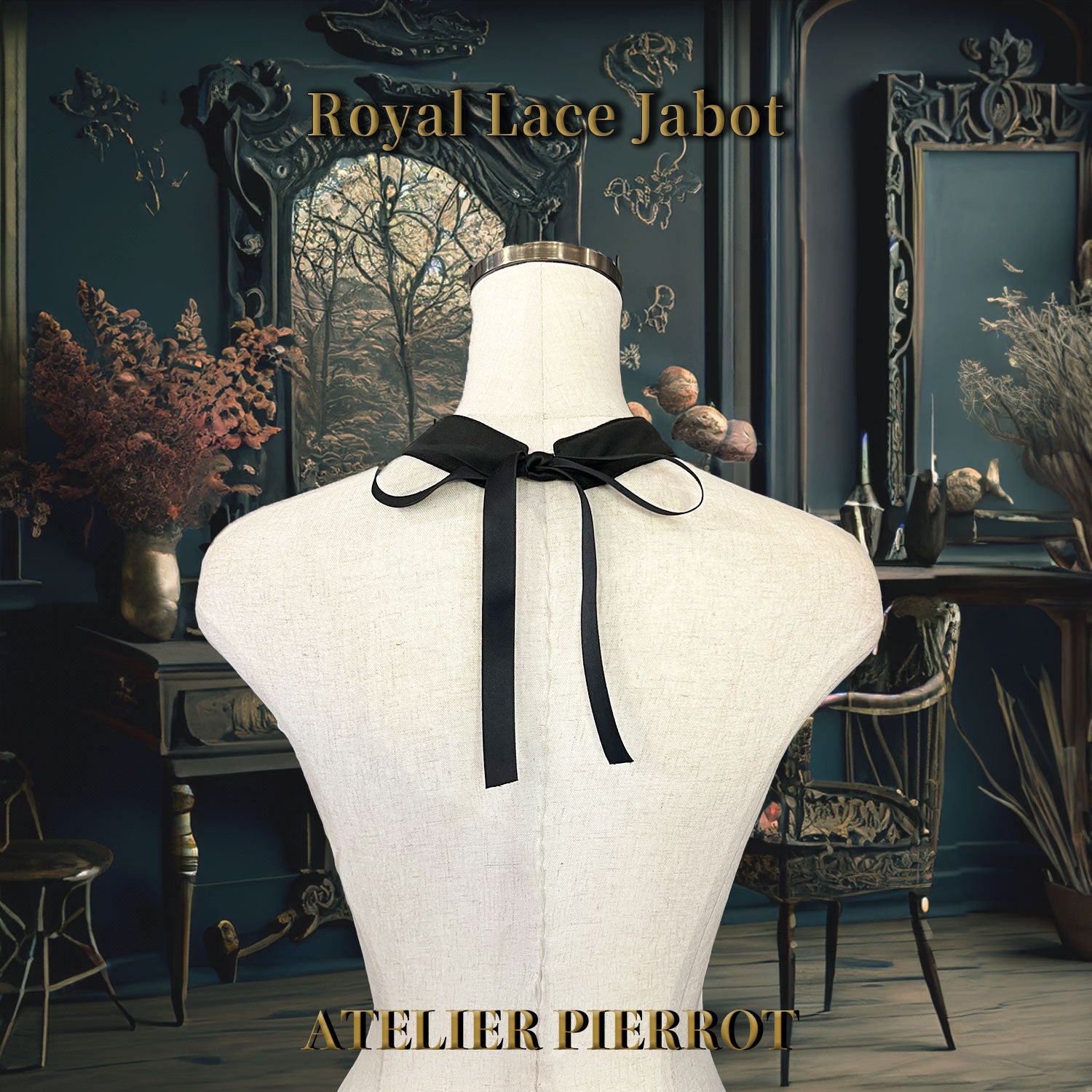 【ATELIER PIERROT】 Royal Lace Jabot White/Black