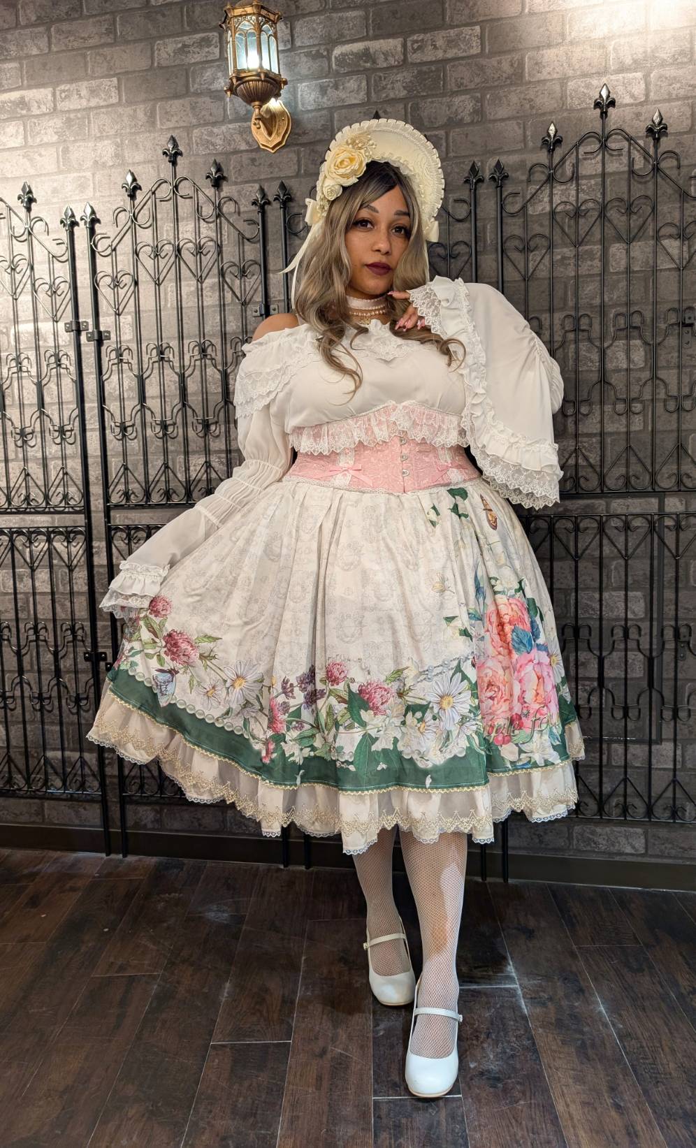 【Vallée lys】ヴァレリス Fleur de Brume Corset ホワイト/ピンク/ボルドー/ネイビー/ブラック PlusSize