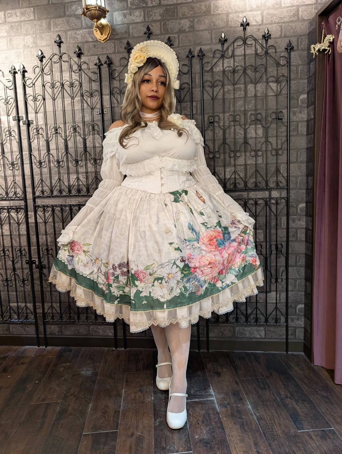 【Vallée lys】ヴァレリス Fleur de Brume Corset ホワイト/ピンク/ボルドー/ネイビー/ブラック PlusSize