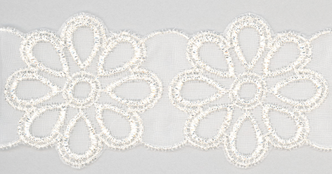 Glitter Nylonshire Flower Motif encaje 13.7m de oro/plata