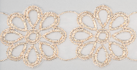 Glitter Nylonshire Flower Motif encaje 13.7m de oro/plata