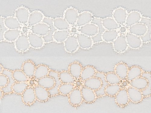 반짝이 나일론 셔 플라워 모티프 레이스 13.7m 금