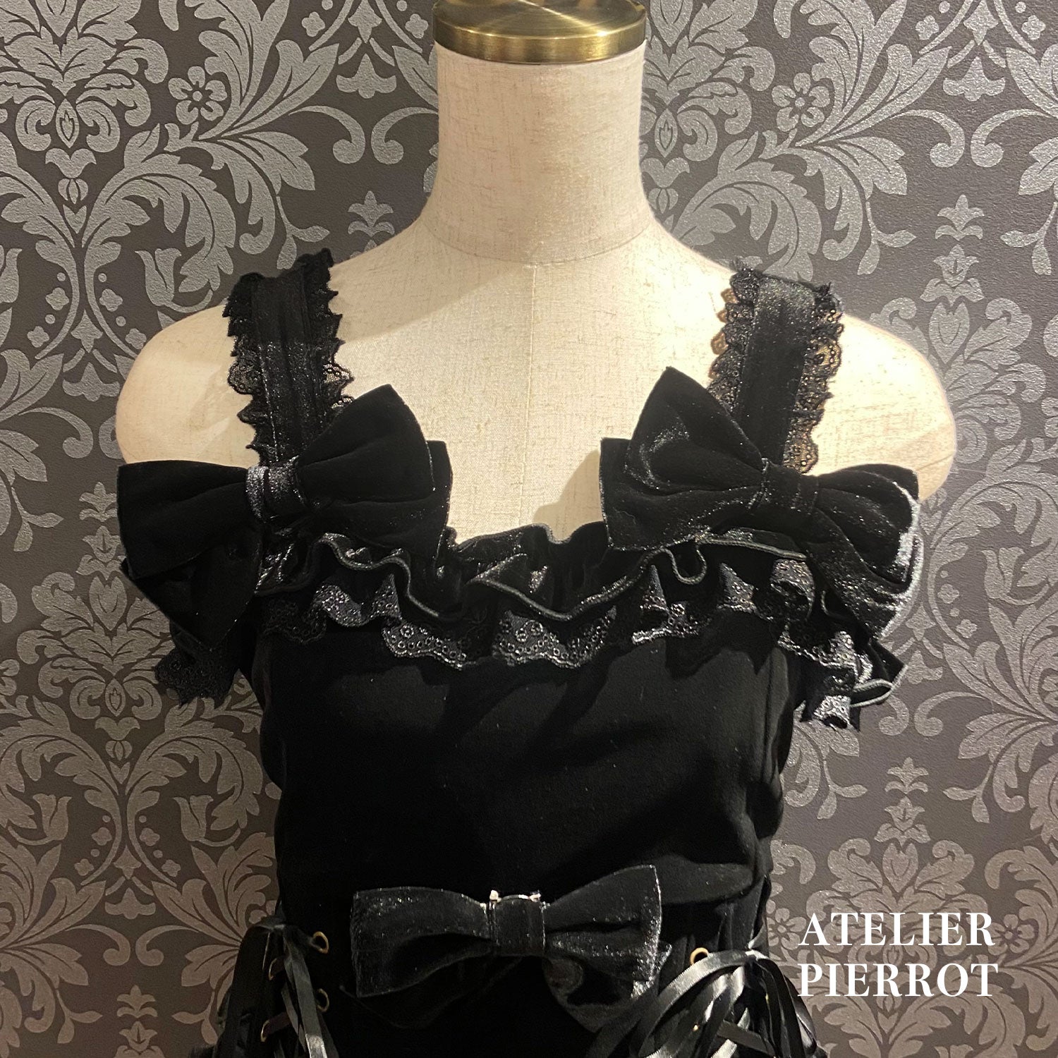 【ATELIER PIERROTAdenophora Lace-Up Camisole波尔多/海蓝色/黑色★预定10月上旬~中旬发售★