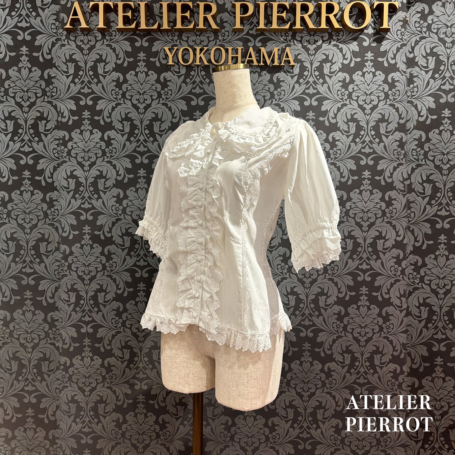 【ATELIER PIERROT】 Petite Rose BlouseWhite/Bordeaux/Black