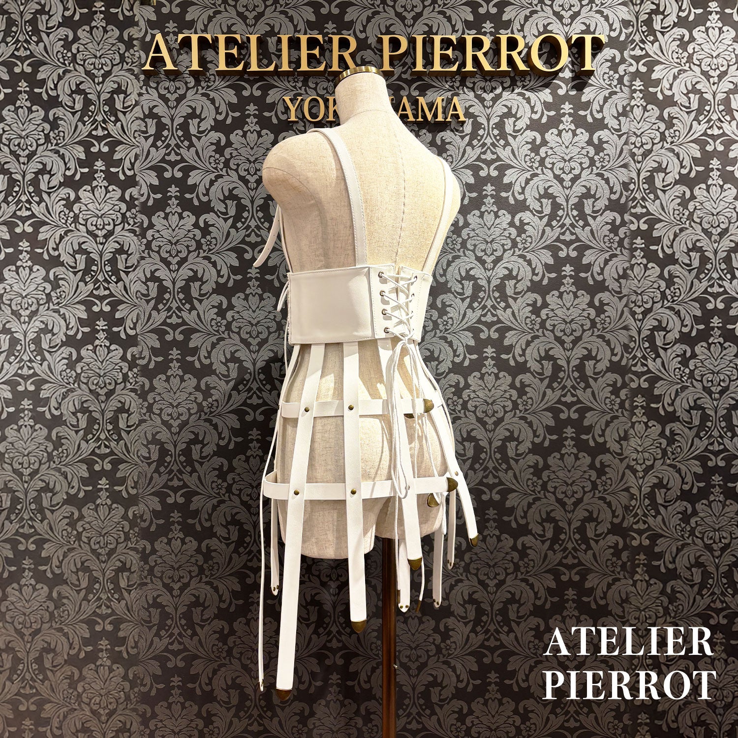 【ATELIER PIERROT】 Baroque Cage Corset Harness White/Black★Released mid-late September ★
