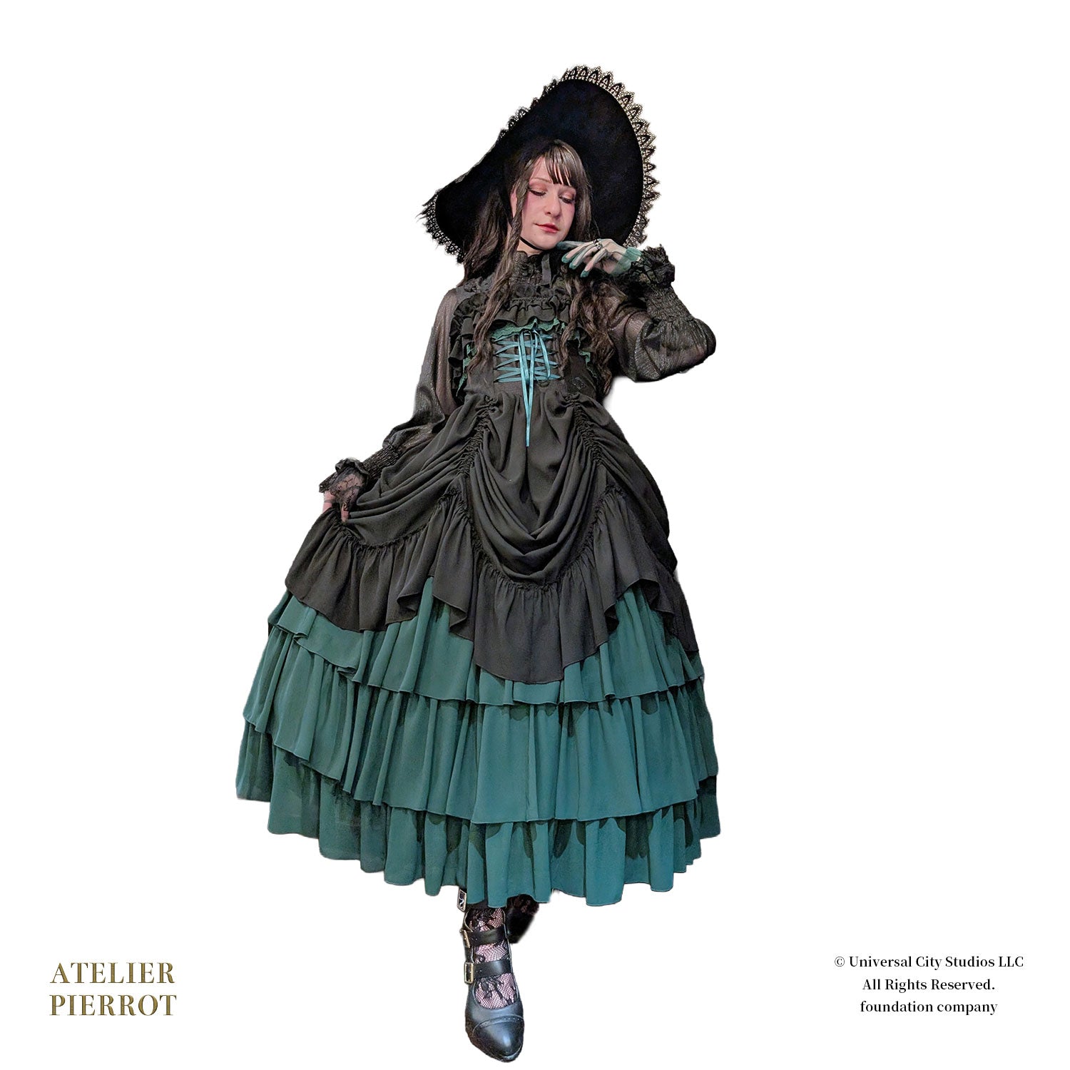 【ATELIER PIERROT】 WICKED/Elphaba’s Long Bustle JSK 黒×緑/黒×黒