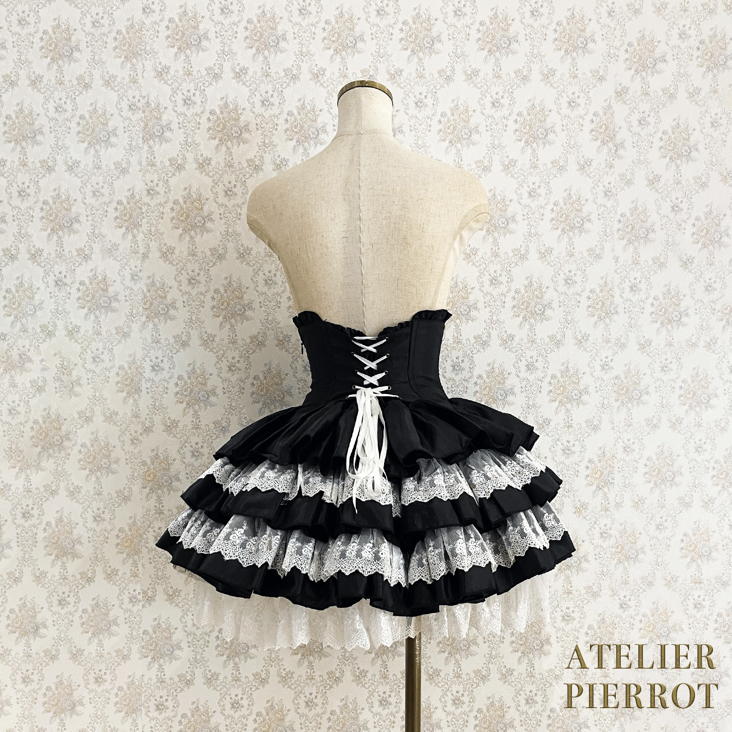 【ATELIER PIERROT】 Mini Corset Skirt ホワイト/ボルドー/パープル/ネイビー/ブラック×ホワイト/ブラック ★受注期間2月20日(金)まで★