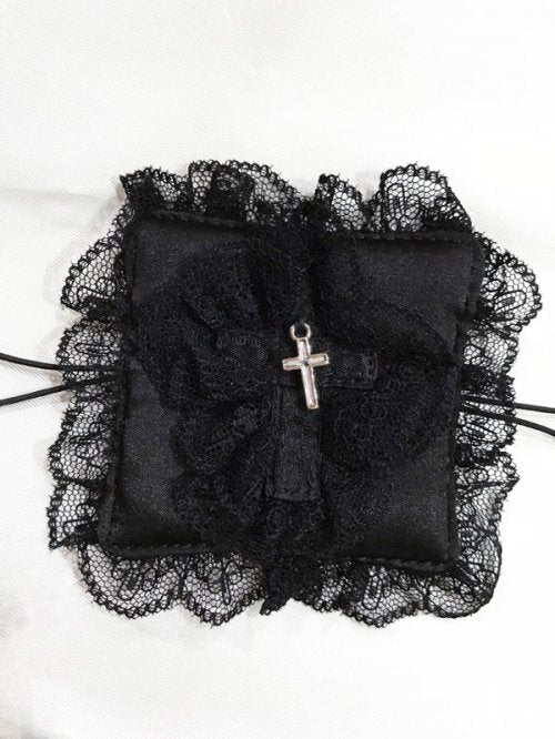 【MARBLE】マーブル 十字架付きリバーシブルアイパッチ(眼帯):黒×白ゴシック柄