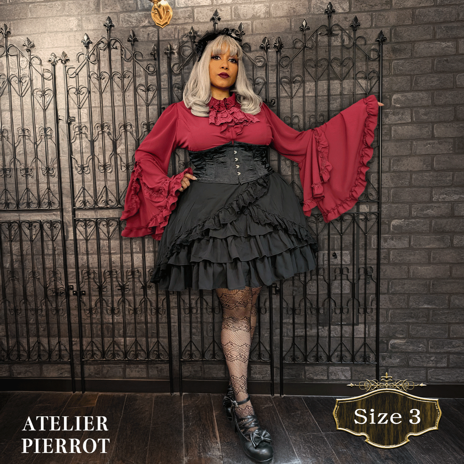 【ATELIER PIERROT】午夜荊棘緊身胸衣加大碼白色/波爾多/海軍/黑色X白色/黑色尺寸2/尺寸3/尺寸4★訂購期限至5月11日(星期日)★