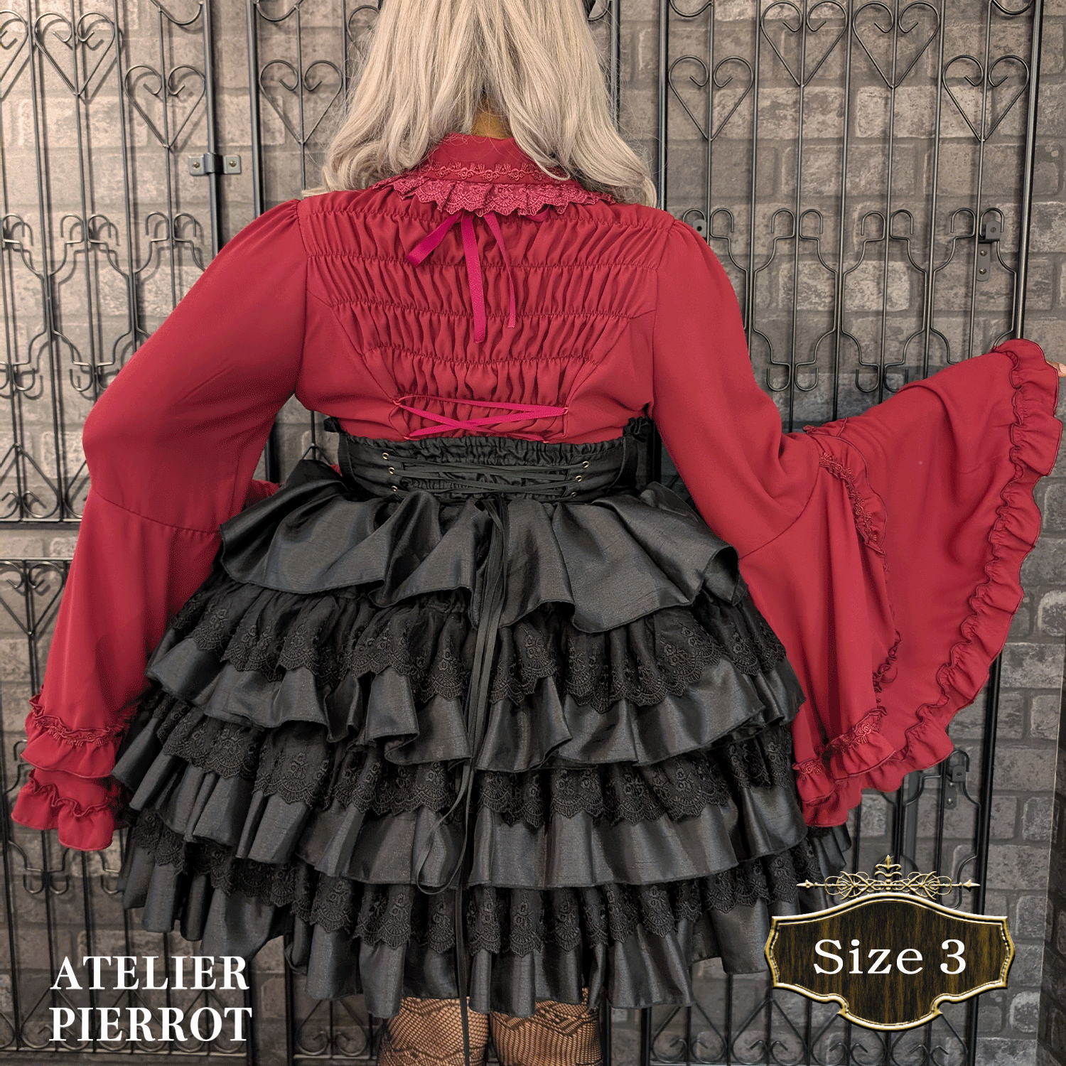 【ATELIER PIERROT【Mini Corset Skirt +尺寸白色/波尔多/紫色/海军/黑色×白色/黑色尺寸2 /尺寸3 /尺寸4