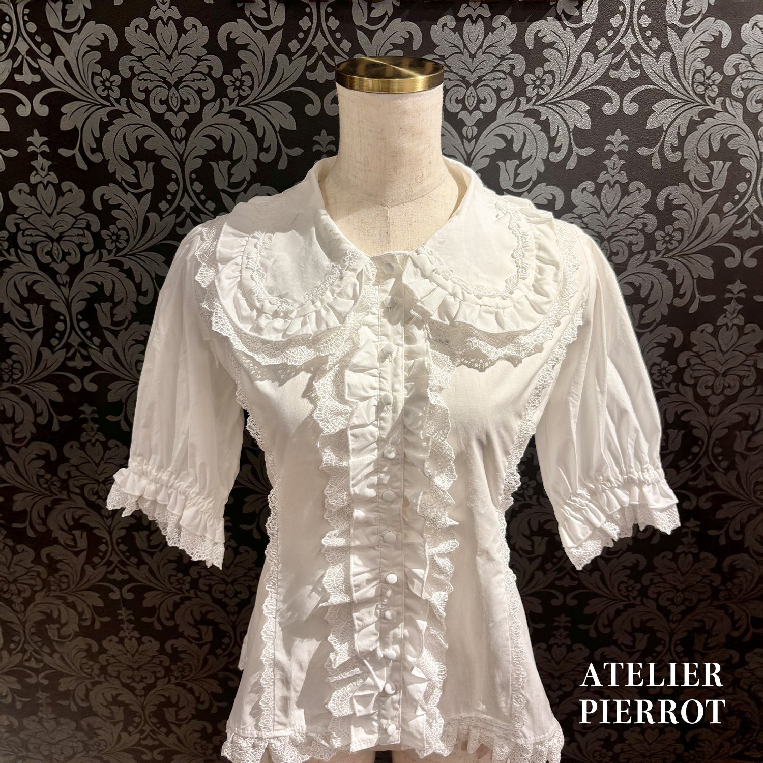 【ATELIER PIERROT】 Petite Rose BlouseWhite/Bordeaux/Black