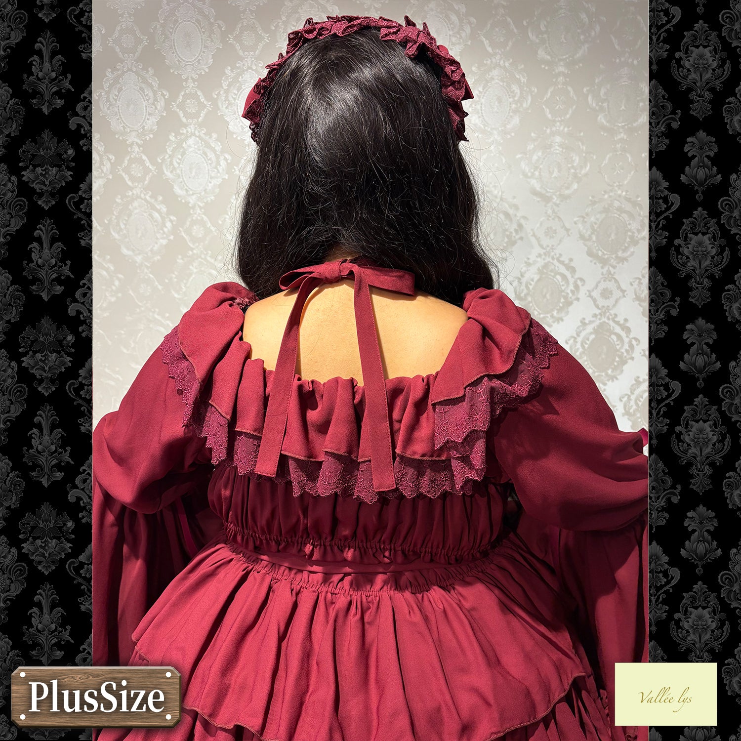 【Vallée lys】ヴァレリス ★ご予約受付中★ CoquelicotDress ホワイト/ボルドー/パープル/ネイビー/ブラック プラスサイズ
