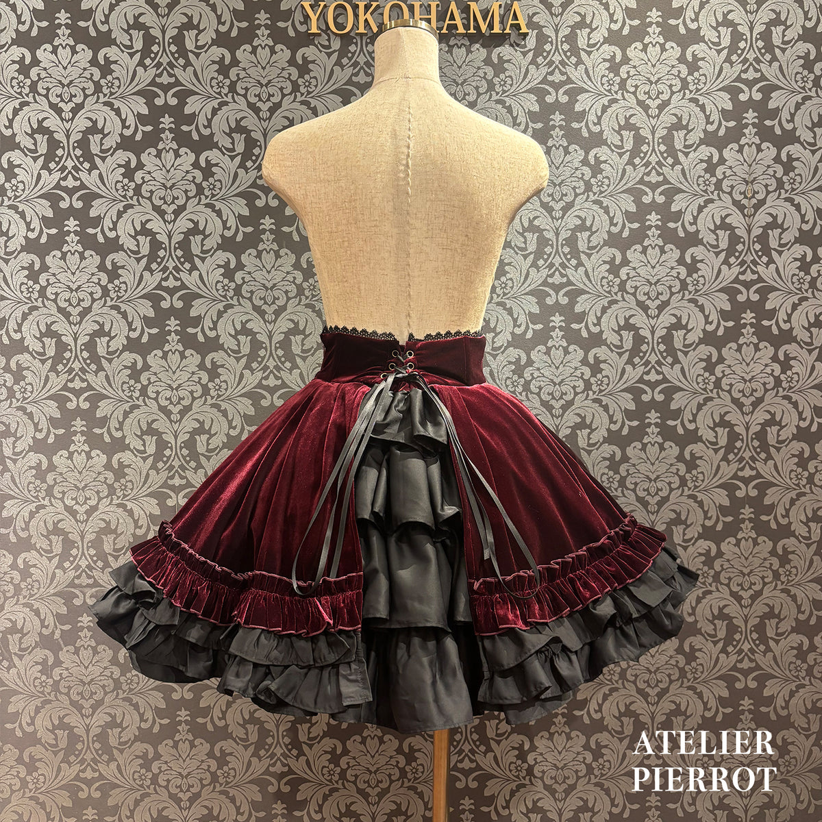 【ATELIER PIERROT】 ★ご予約受付中★ Adenophora Lace-Up Skirt ボルドー/新色パープル/ネイビー/ブラック